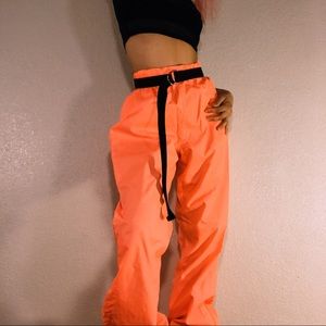 TRENDY NEON ORANGE NYLON JOGGERS✨💦